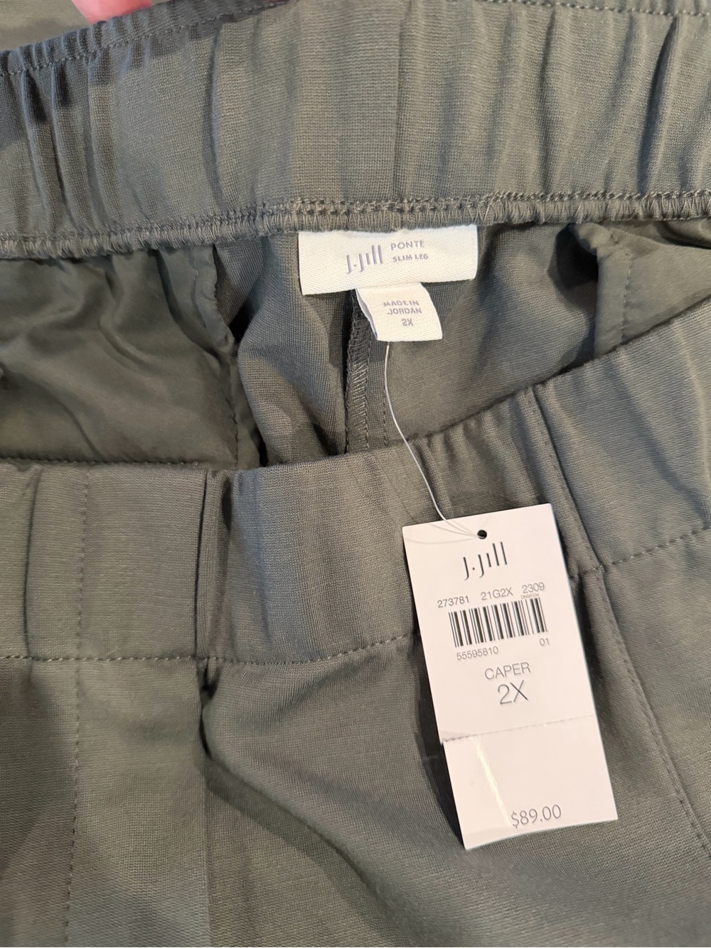 NWT J.Jill Women’s Ponte Slim Leg Pant, size 2X, caper color (green)
